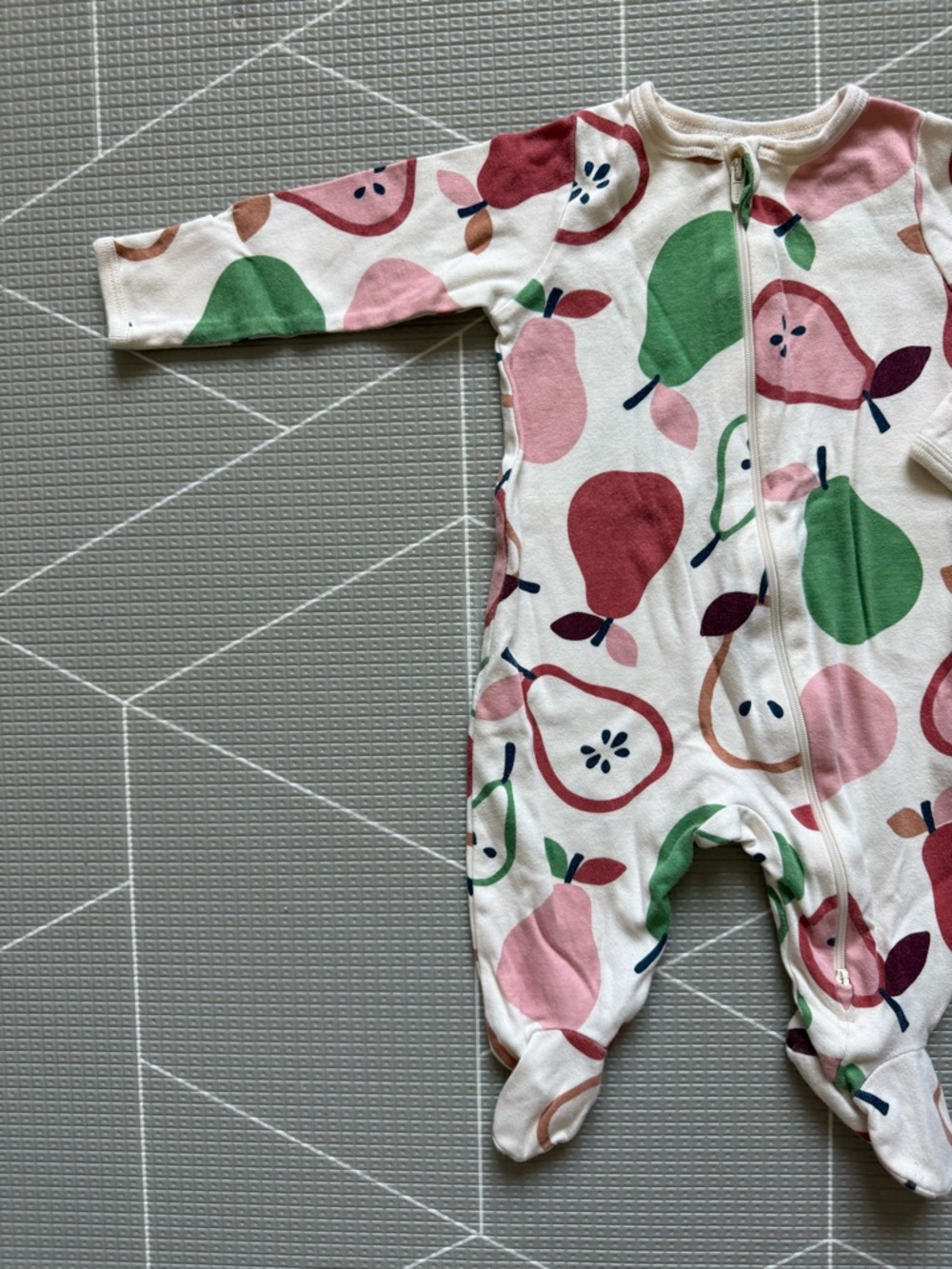 Wonder nation|Baby gender neutral White Footed One-piece,fruit:pear print•••0-3M